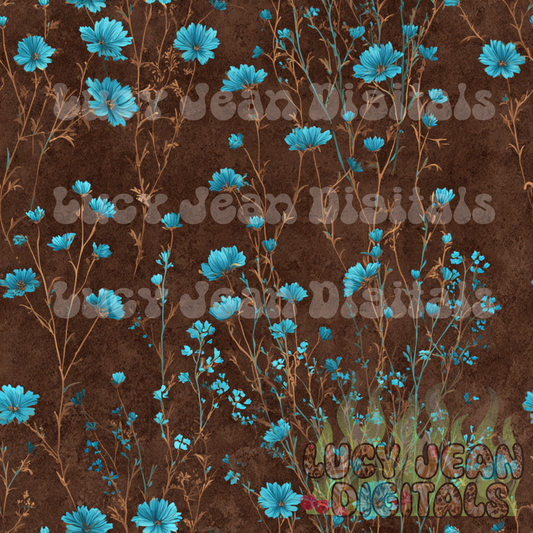 Turquoise Wildflowers Seamless File