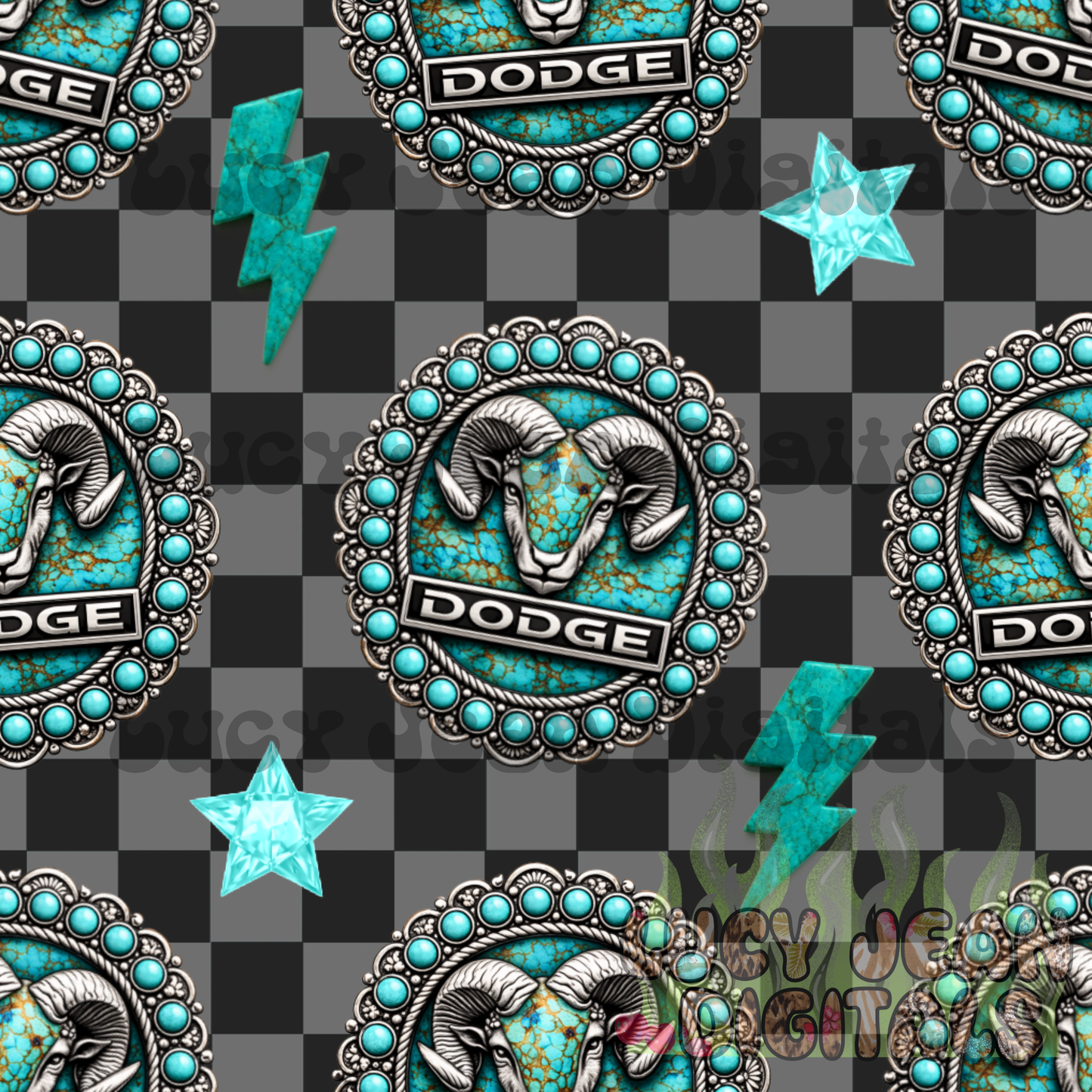 Western Turquoise D truck/car Seamless File