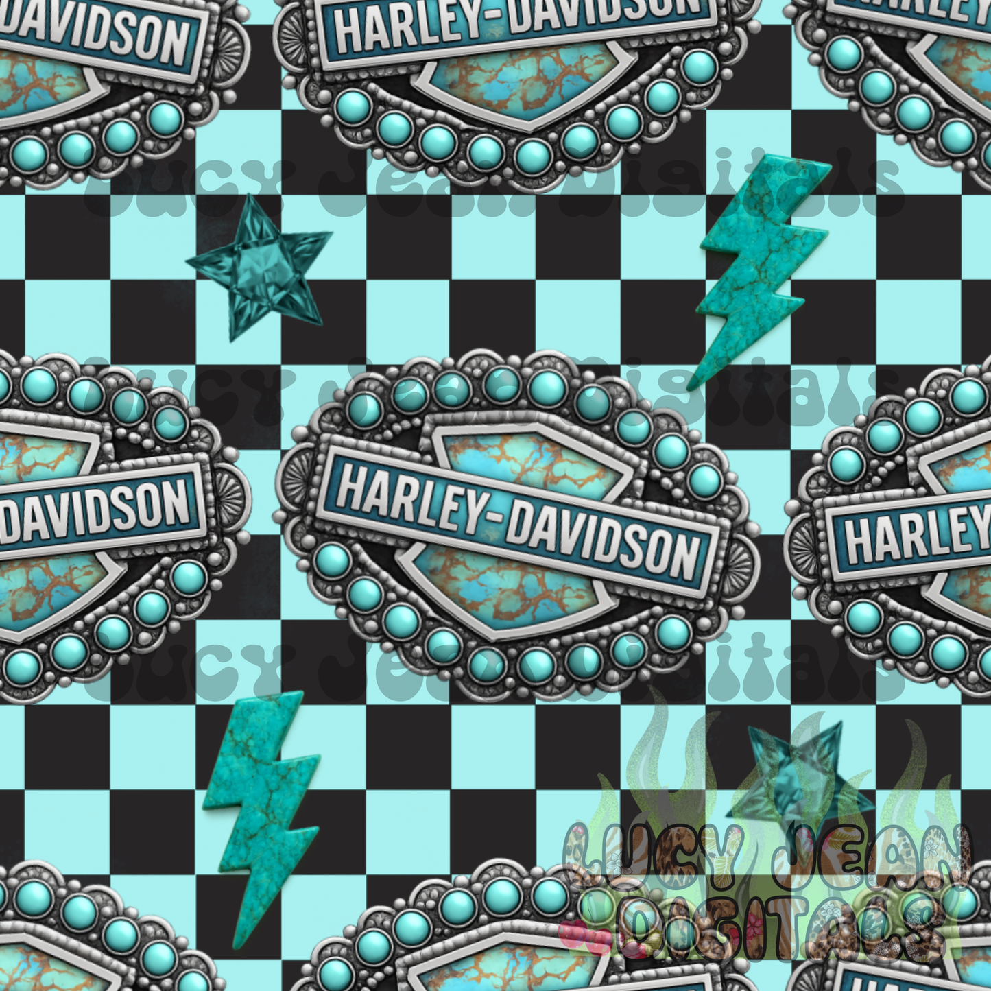 Western Turquoise HD motorcycle Seamless File