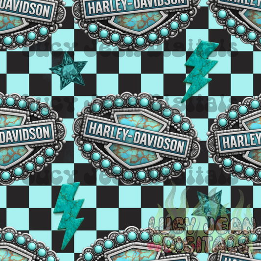 Western Turquoise HD motorcycle Seamless File