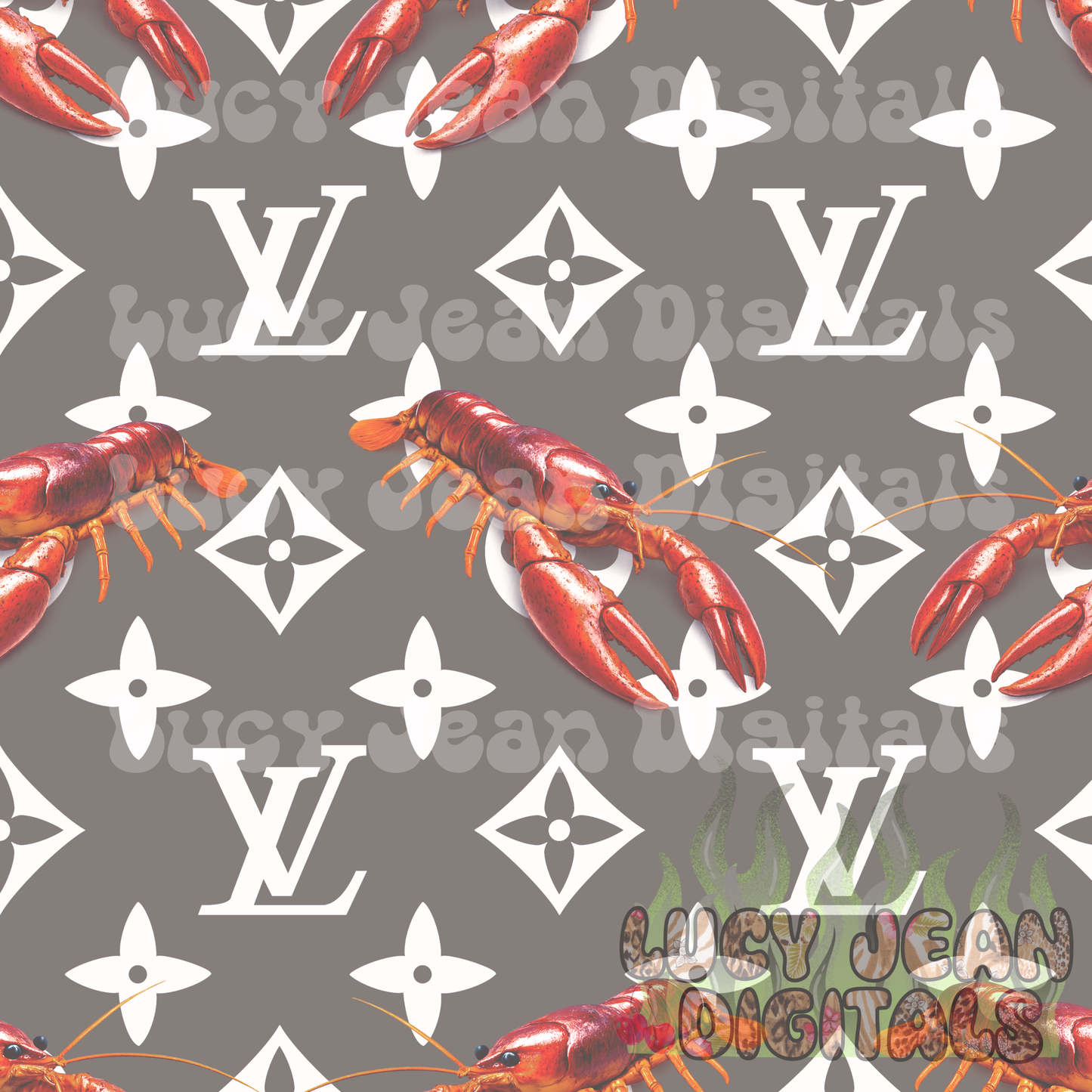 Boujee grey crawfish Seamless File