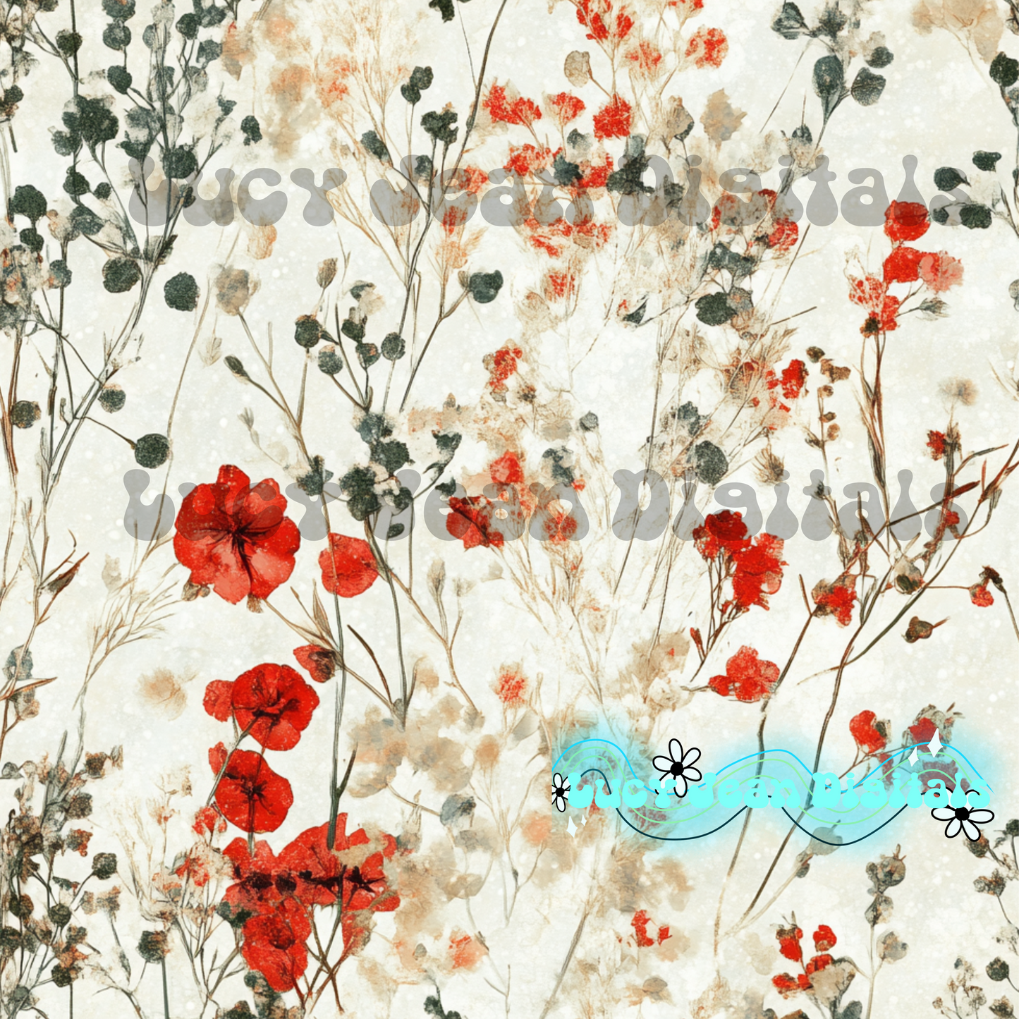 Red wildflowers seamless file