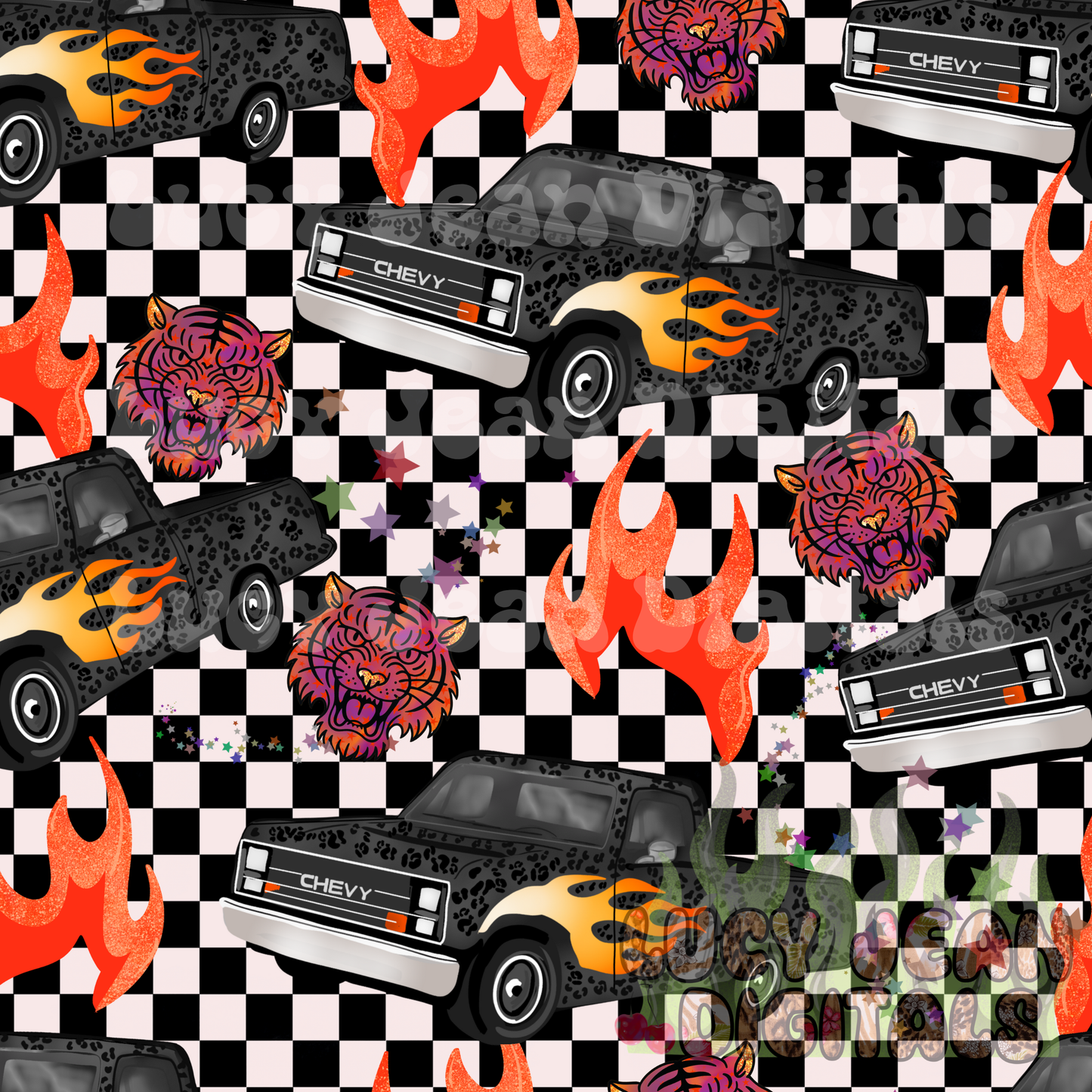 Leopard Truck/flames Seamless File