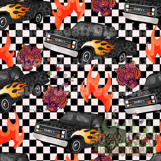 Leopard Truck/flames Seamless File