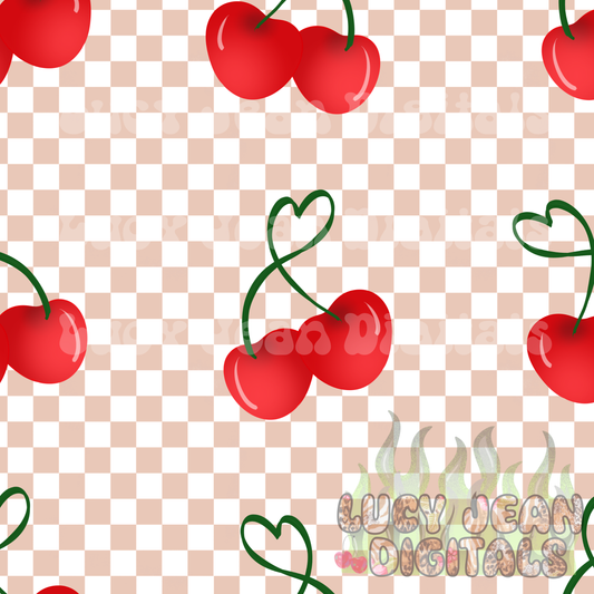 Beige checkered cherries Seamless File