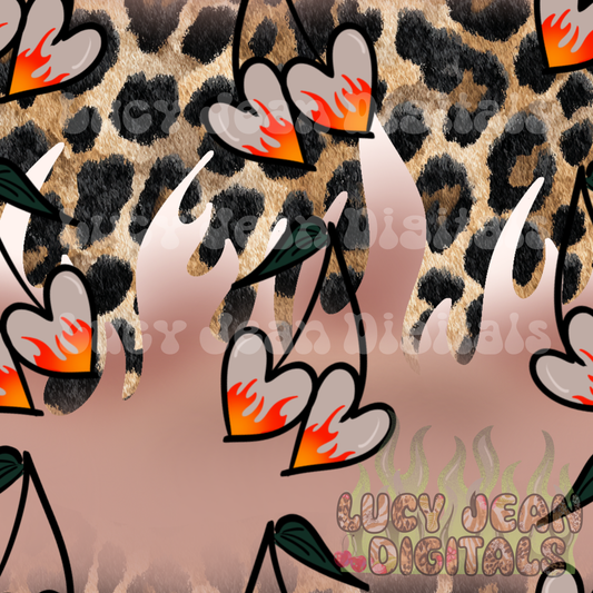 Cheetah flame cherries Seamless File
