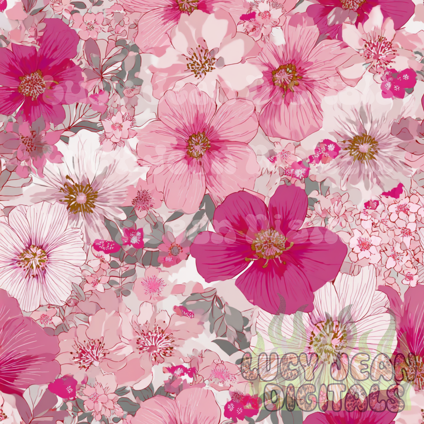 Hot pink vintage floral Seamless File