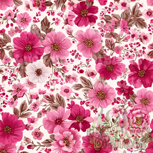 White/ pink vintage floral Seamless File