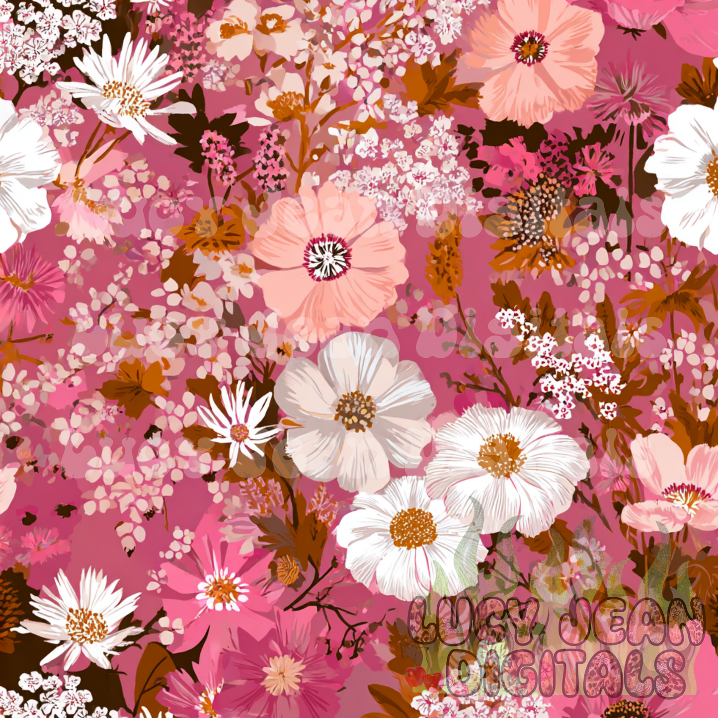 Dark pink vintage floral Seamless File