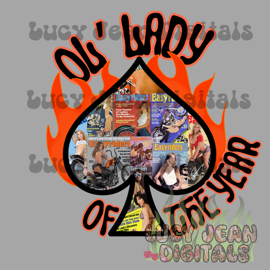 Ol Lady of the year motorcycle magazine PNG