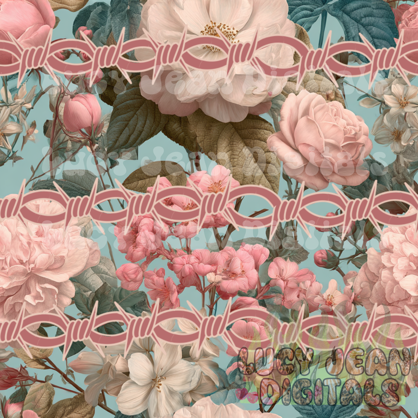 vintage floral barbed wire Seamless File