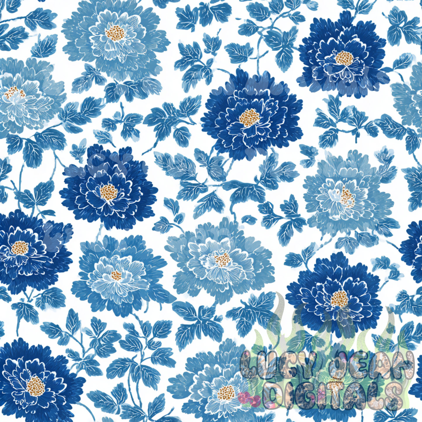 Vintage blue Floral Seamless File