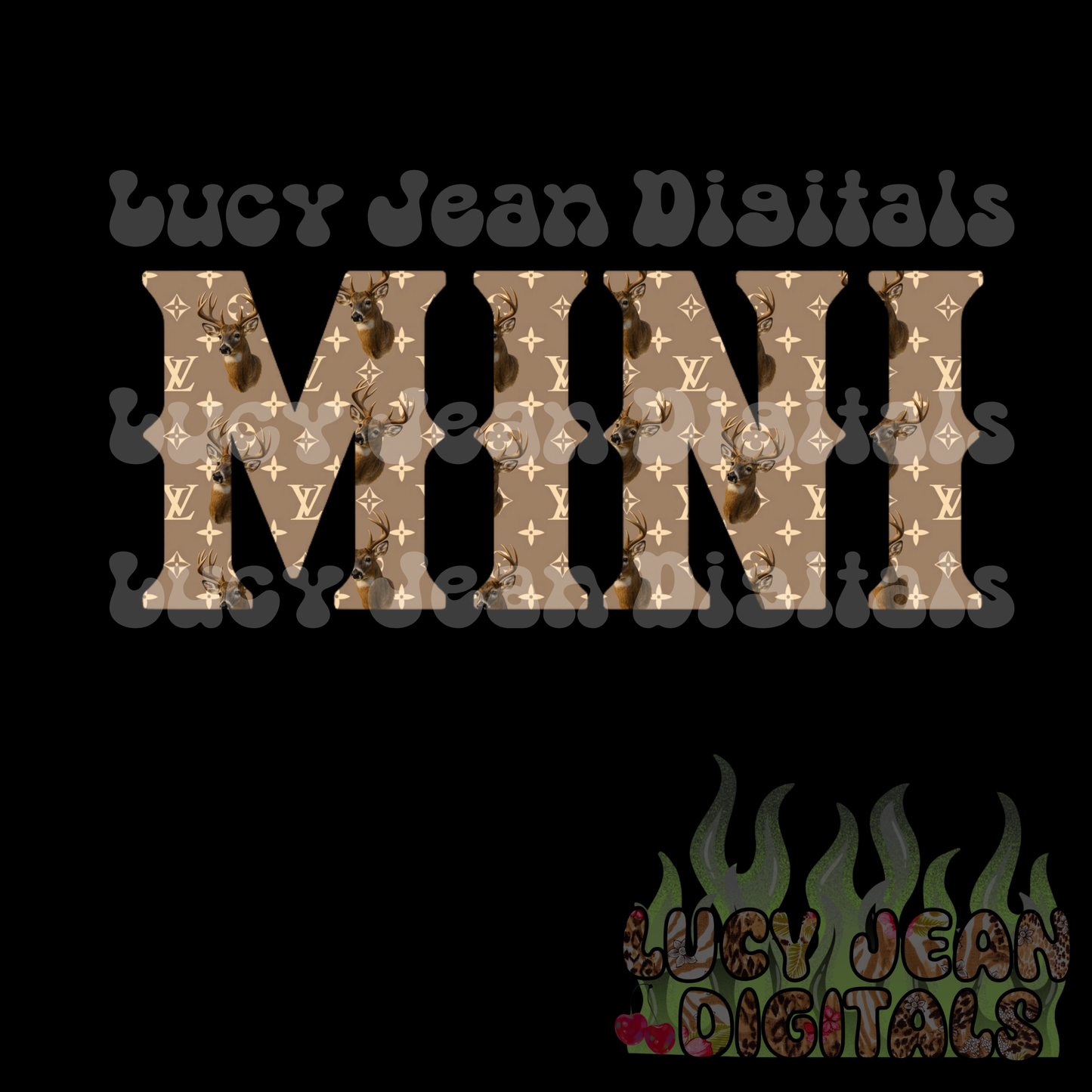 Boujee Deer MAMA + MINI light brown no flames PNG bundle (2 PNGS)