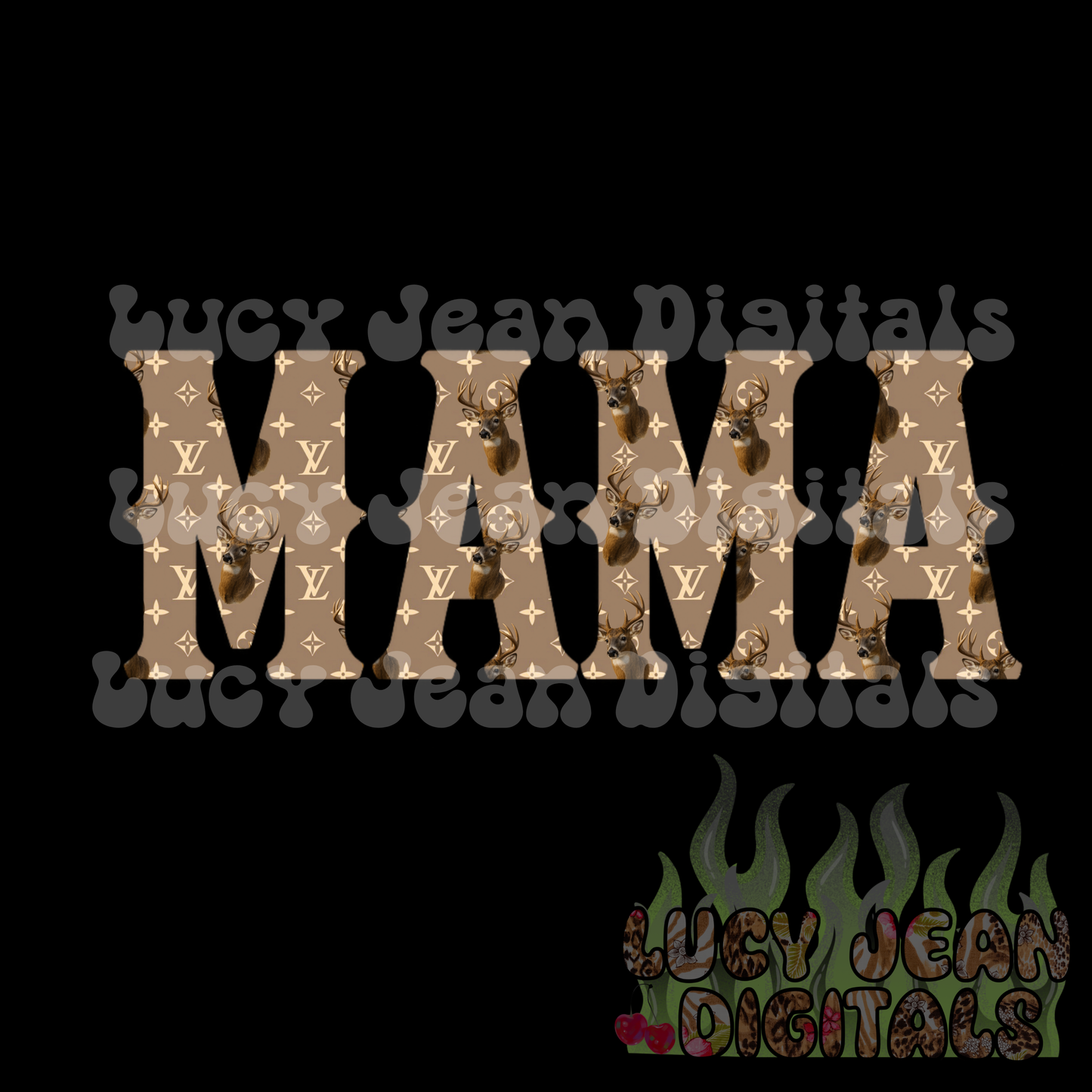 Boujee Deer MAMA + MINI light brown no flames PNG bundle (2 PNGS)