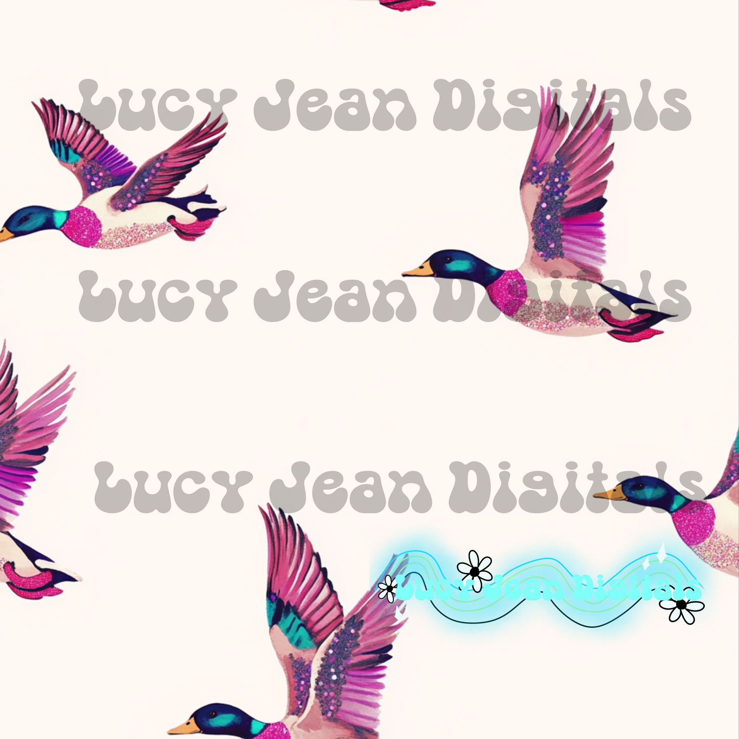 Bling Pink Mallard Duck Seamless File