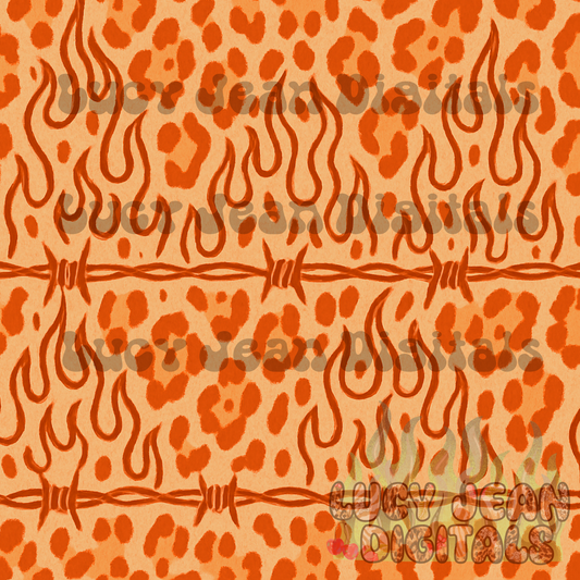 Orange Cheetah Barbed Wire Seamless File
