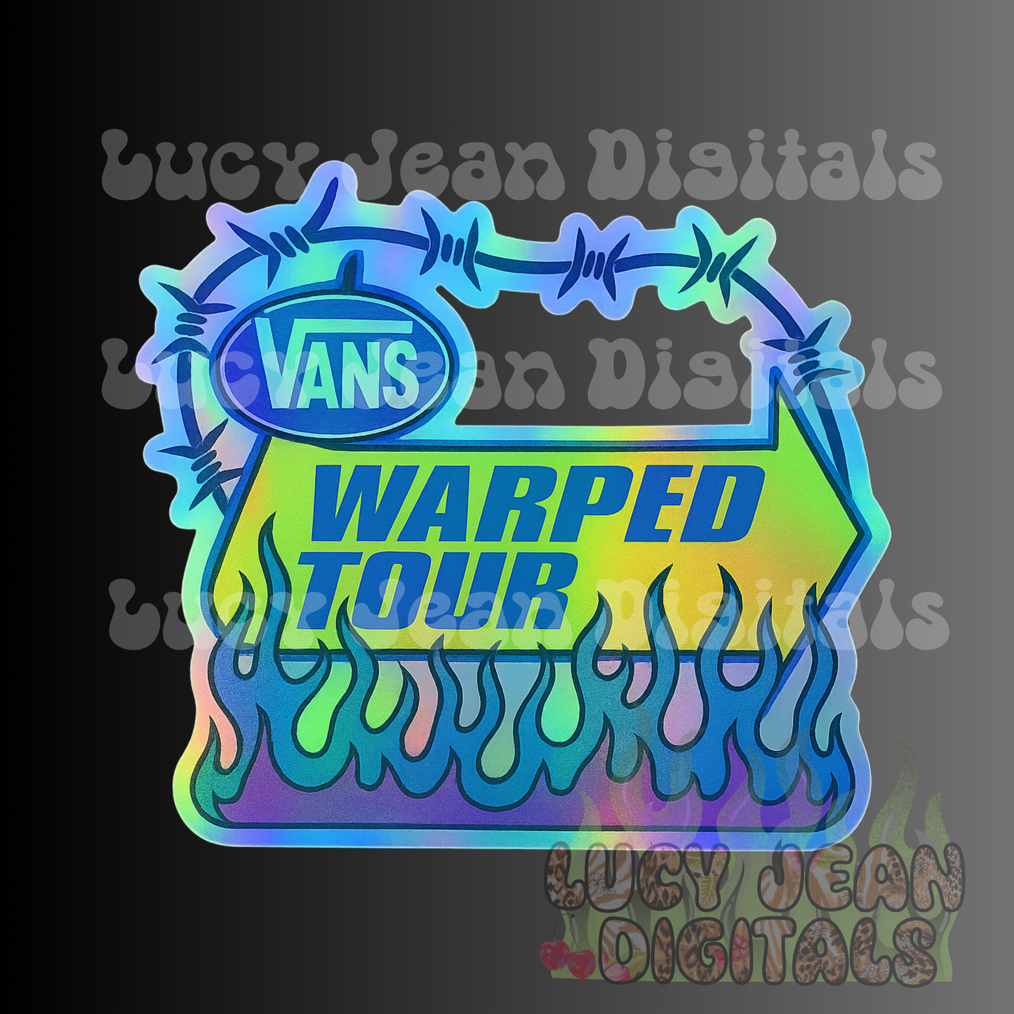 Holo flames band tour barbed wire PNG