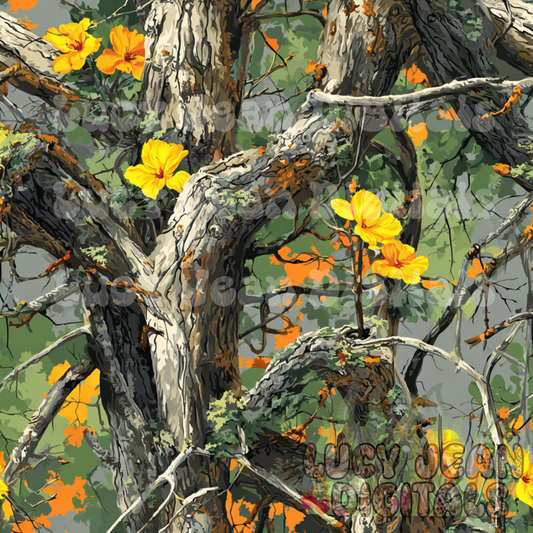Camo with yellow flowers Seamless File -2026