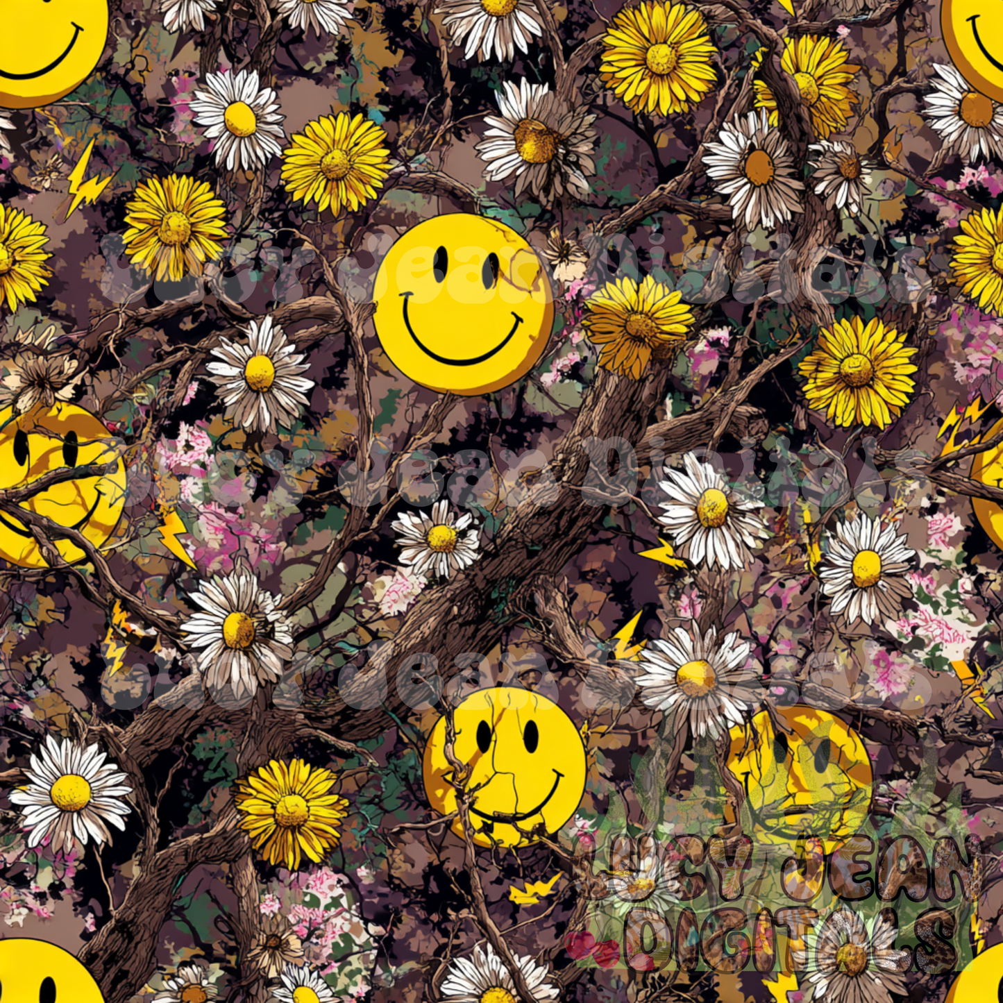Smiley faces spring camo Seamless File -2026