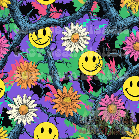 Trippy Smiley faces camo Seamless File -2026