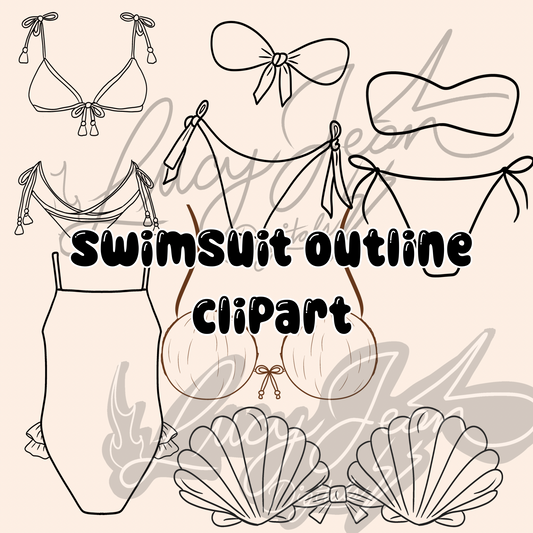 Bikini Clipart outline Bundle commercial use