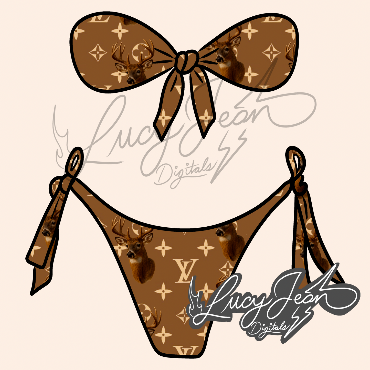 Boujee Deer 2 piece bikini PNG- 2026