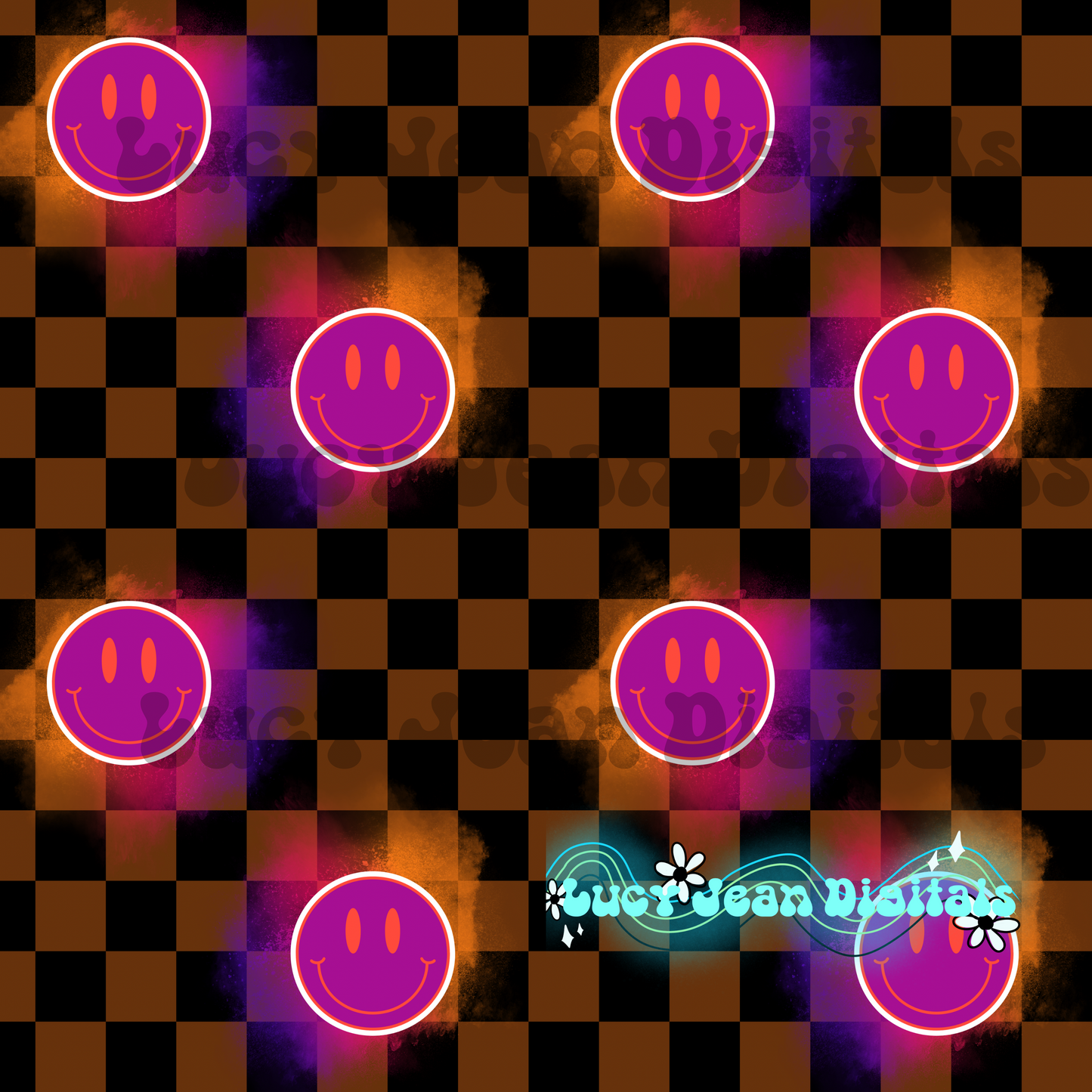 Brown Checkered Smiley Seamless File