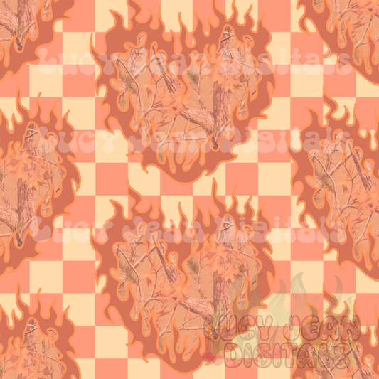 Neutrals Camo Flame Heart Checkered Seamless File