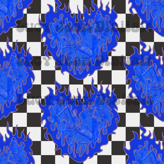 Blue Camo Flame Heart Checkered Seamless File