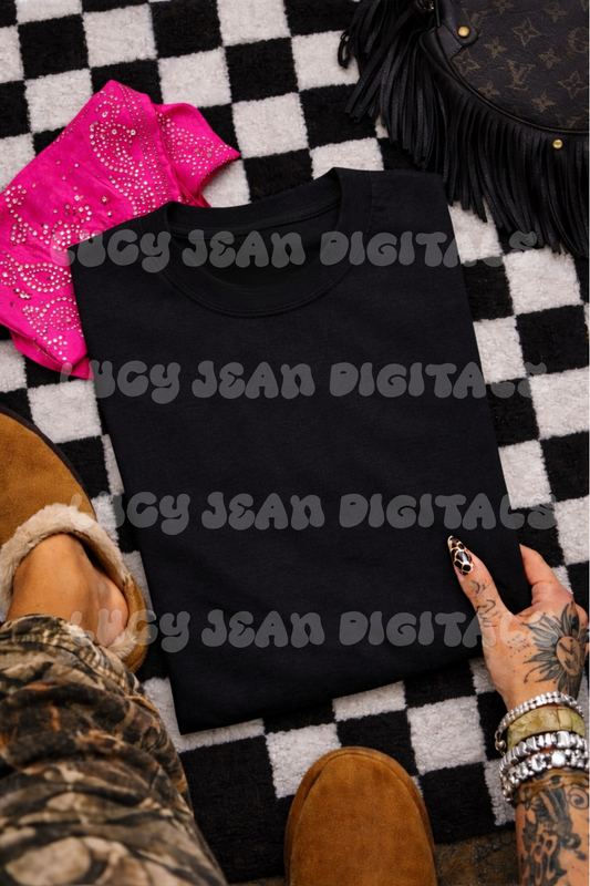 Black tshirt pink bandana Mock up