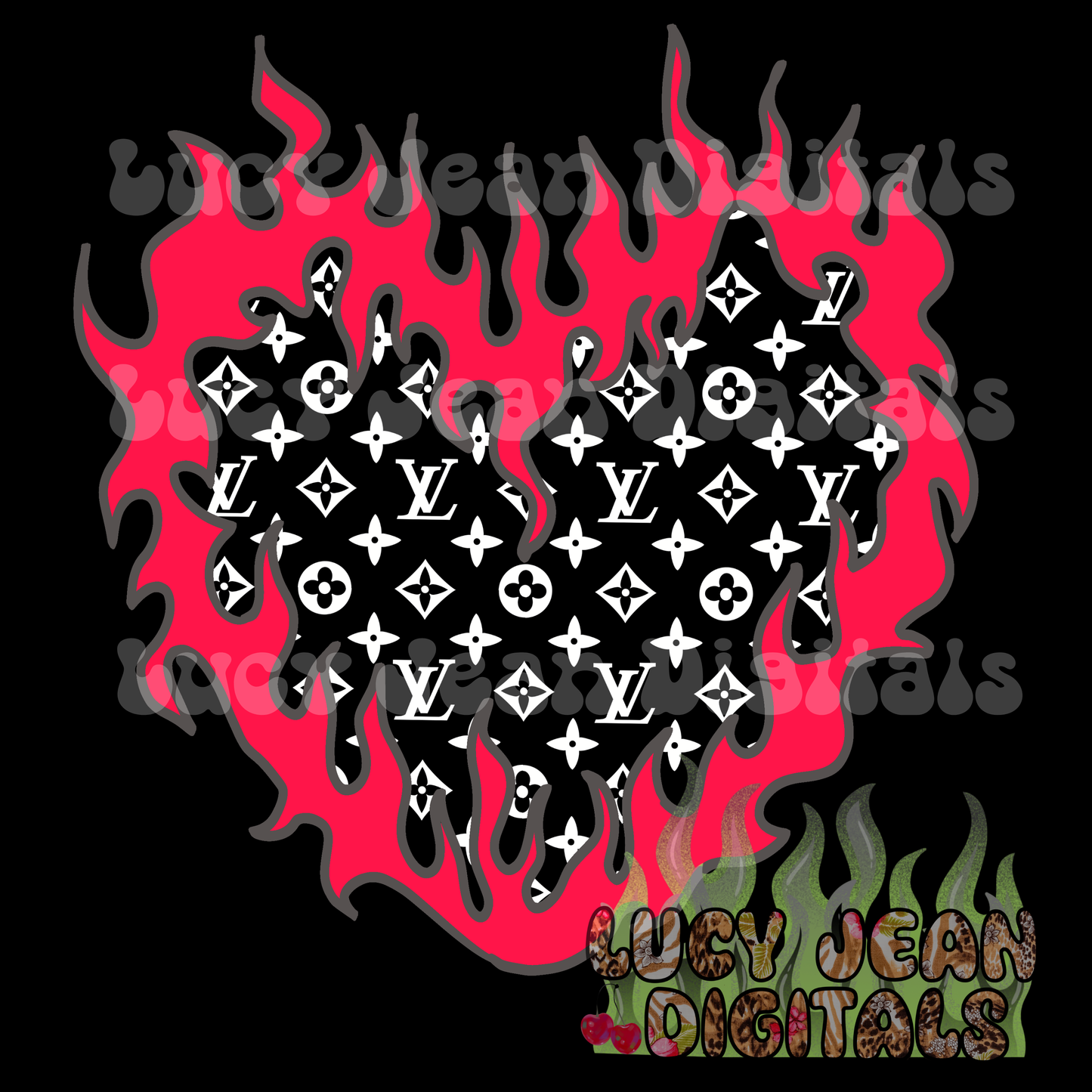 Boujee pink Flame Heart PNG