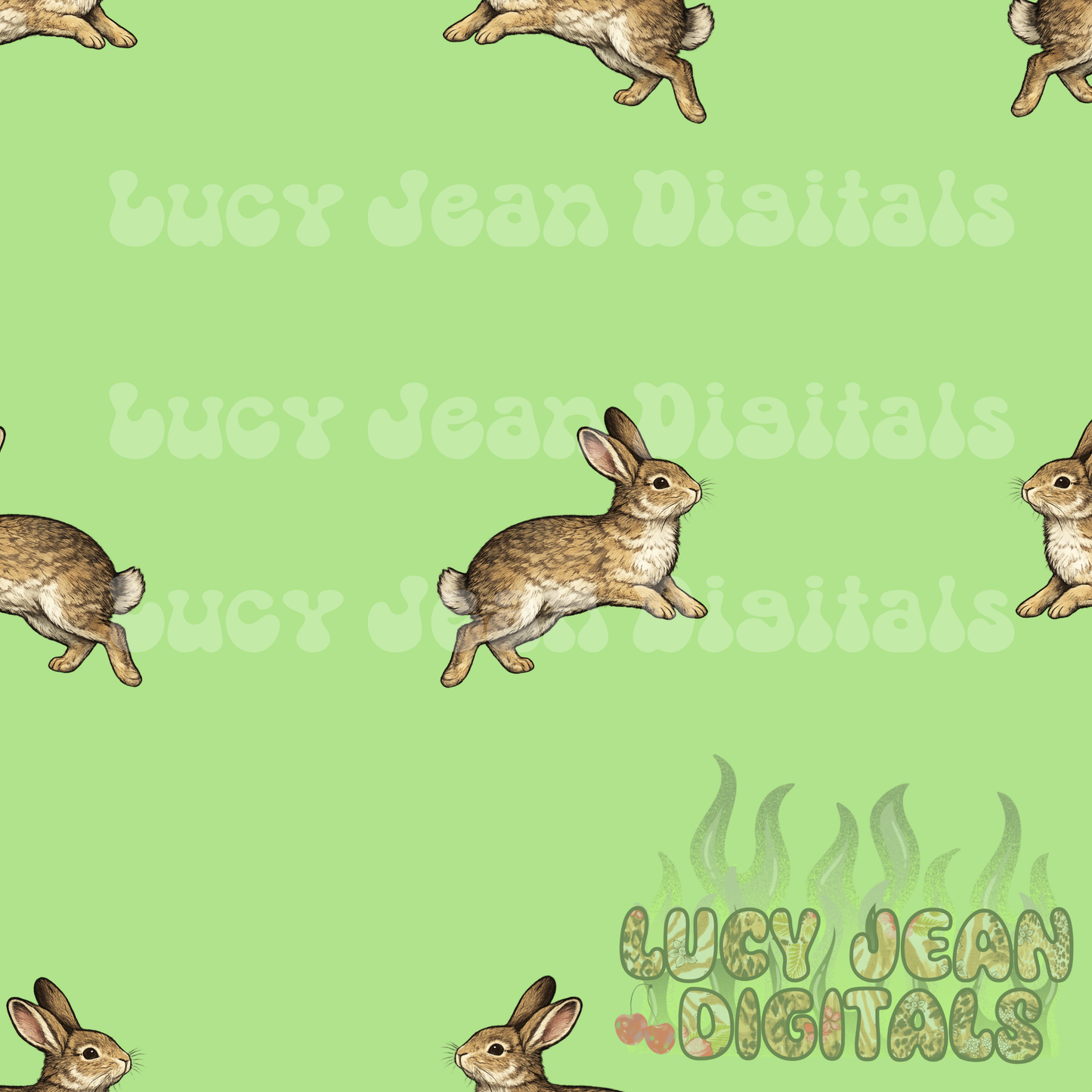 Simple Bunny Green Seamless File