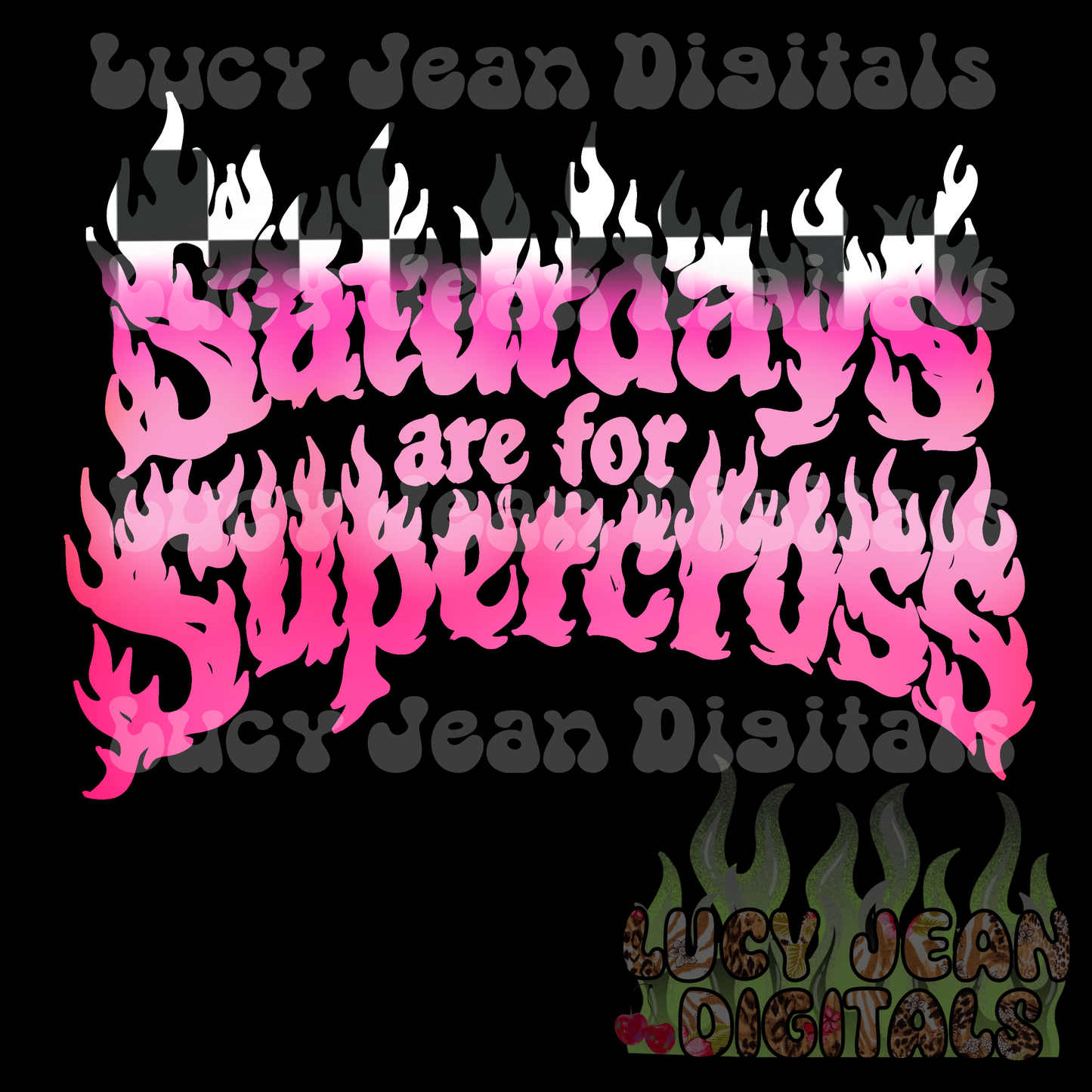 Saturdays are for supercross flames checkered pink PNG