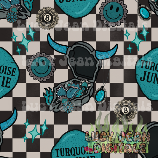 Turquoise Junkie Checkered Seamless File