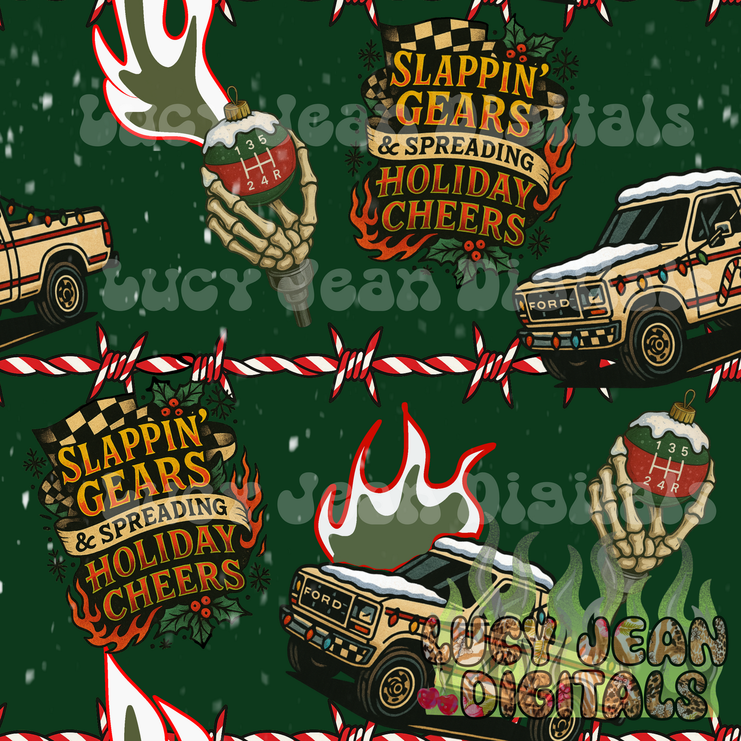 Slappin Gears Truck Christmas Seamless File