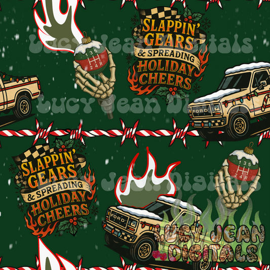 Slappin Gears Truck Christmas Seamless File