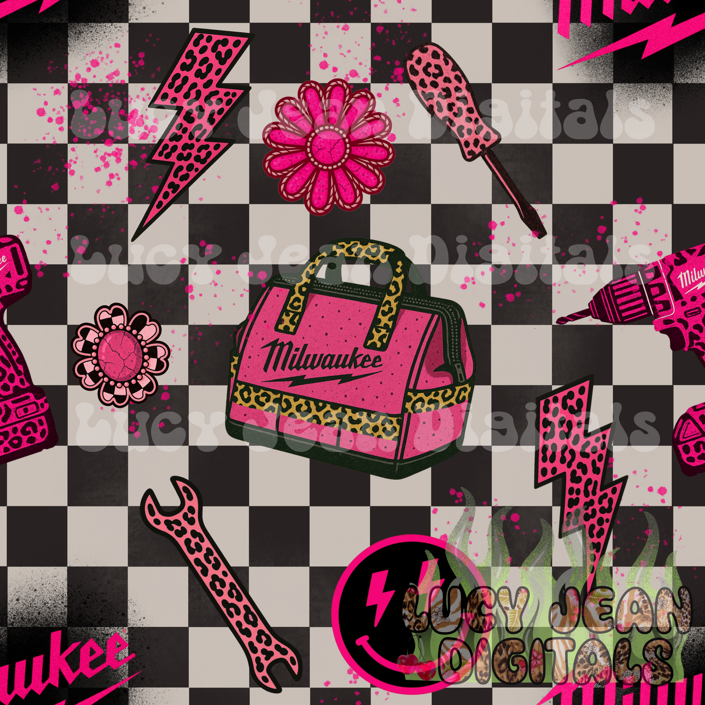 Leopard Pink Checkered Tools Seamless File