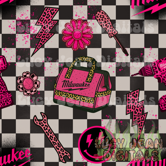 Leopard Pink Checkered Tools Seamless File