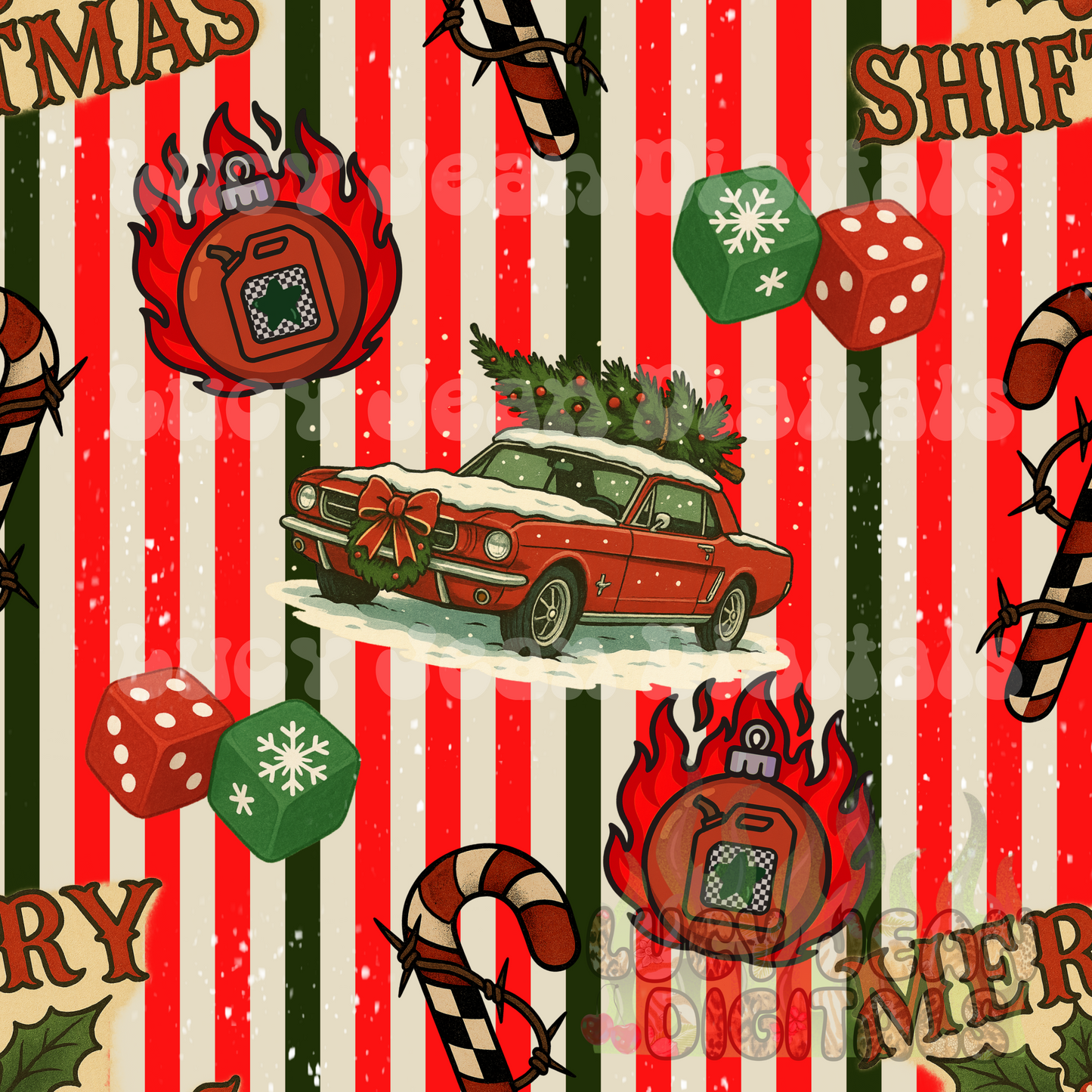 Merry Shiftmas car Seamless File