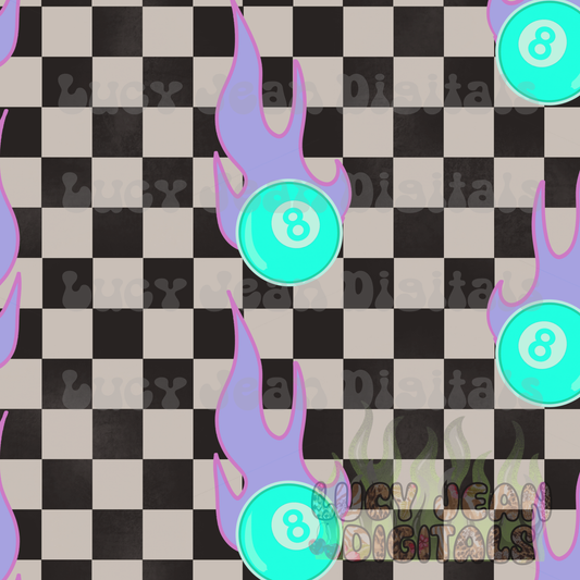 Checkered 8balls flames Seamless File