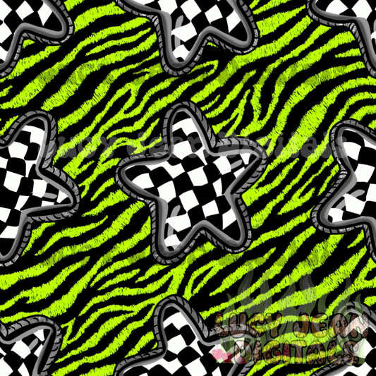 Lime green zebra dopamine checkered conchos Seamless File -2026
