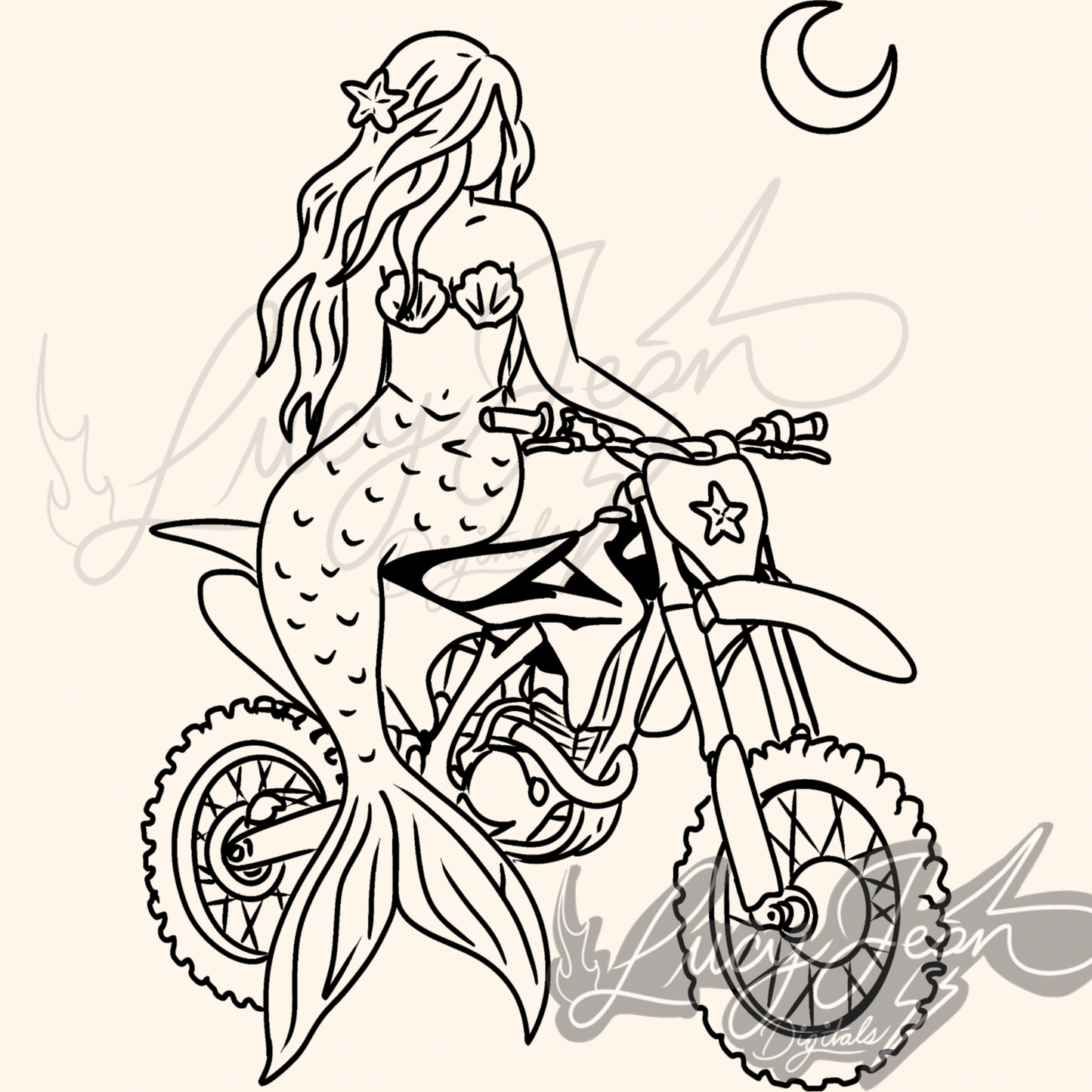 Moto mermaid dirt bike PNG(2 colors included)- 2026