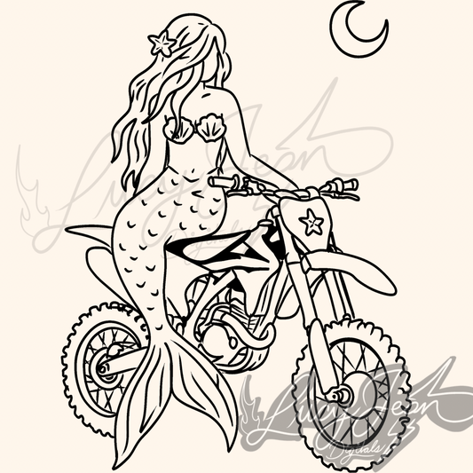 Moto mermaid dirt bike PNG(2 colors included)- 2026