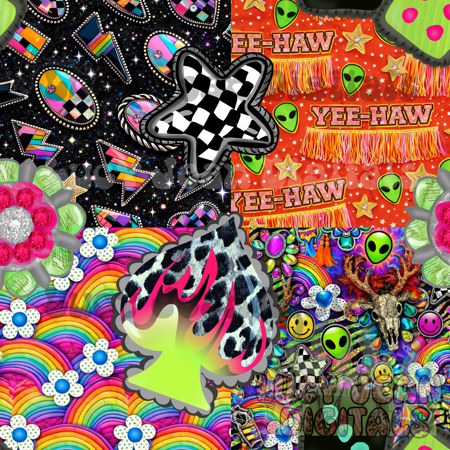 Neon western collage Seamless File -2026
