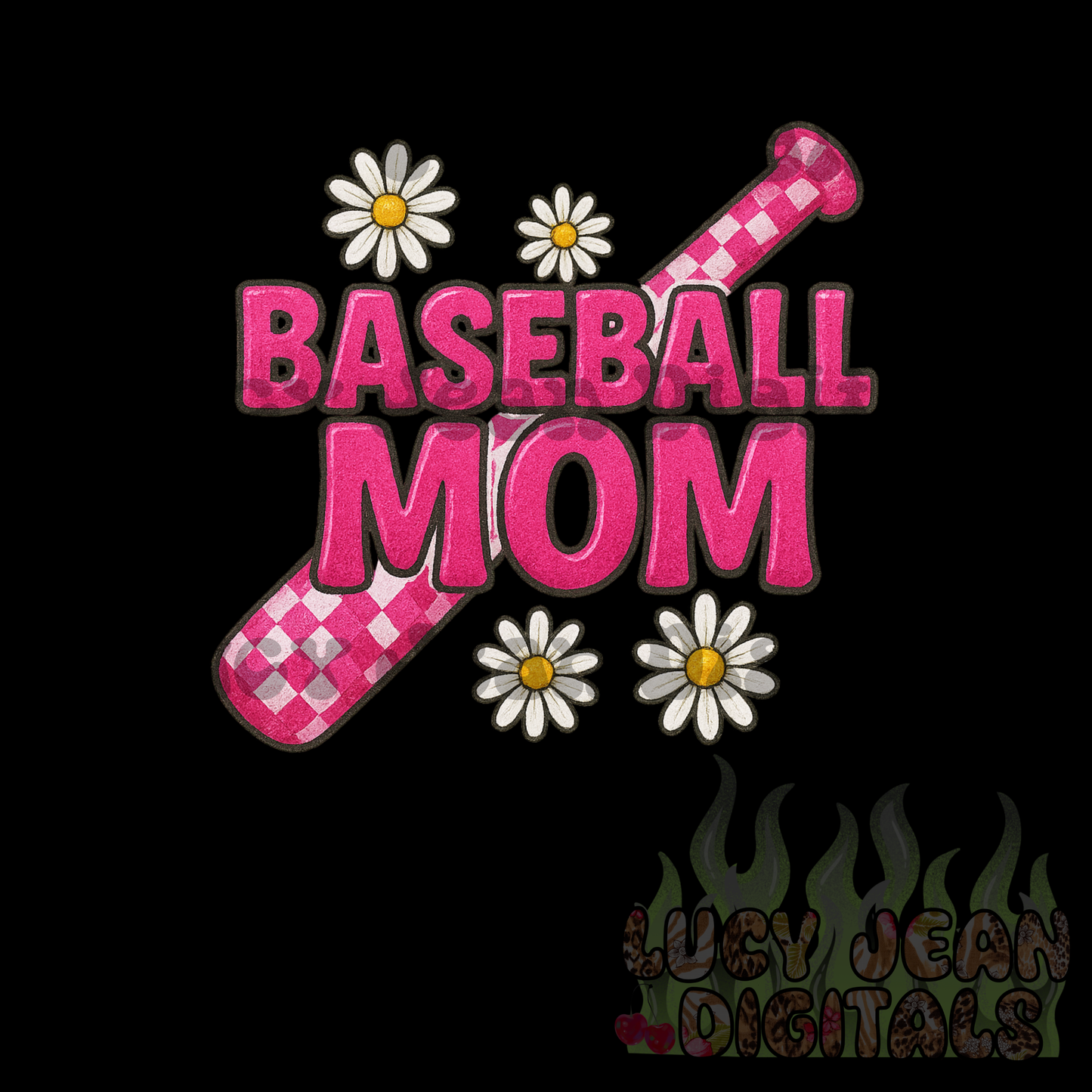 Pink Baseball Mom PNG