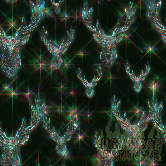 Sparkle green Holographic Deer Seamless File