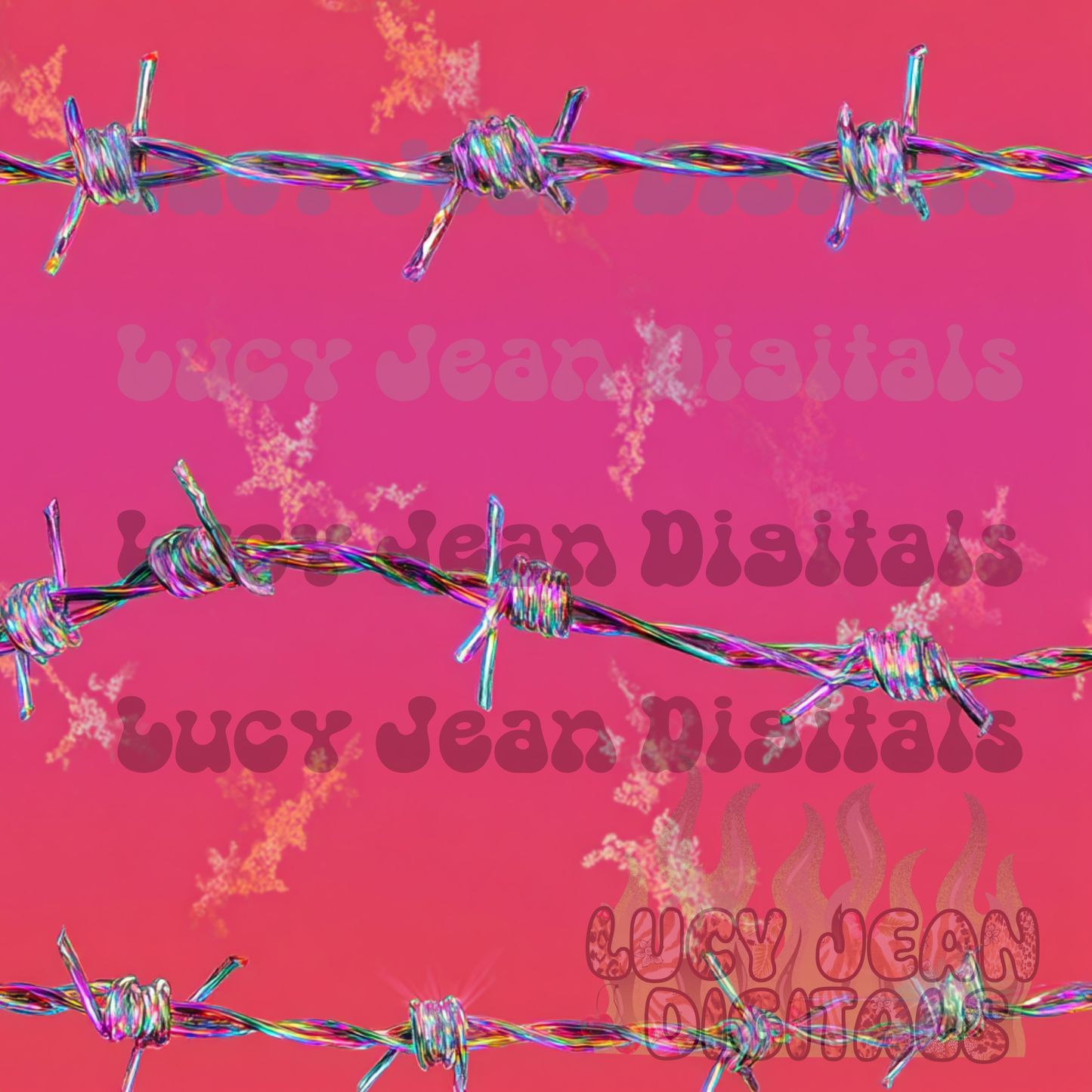 Hot Pink Ombré Holographic Barbed Wire Seamless File