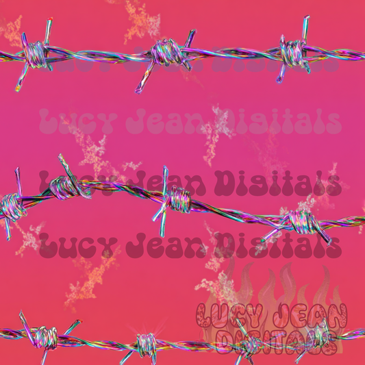 Hot Pink Ombré Holographic Barbed Wire Seamless File
