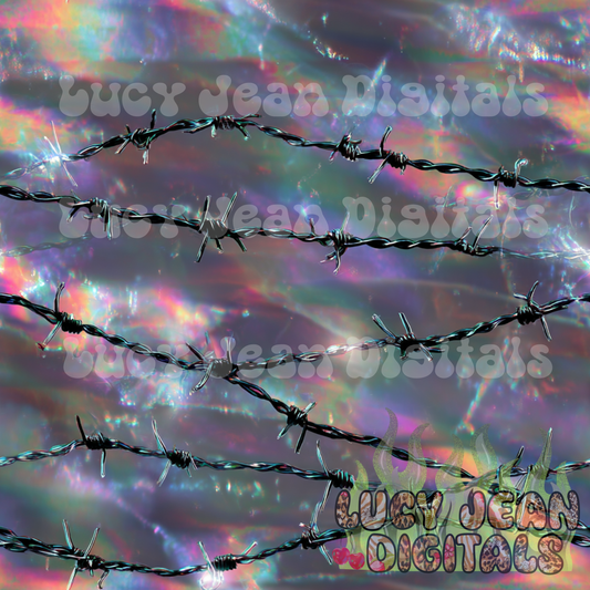 Silver Holographic Barbed Wire Seamless File