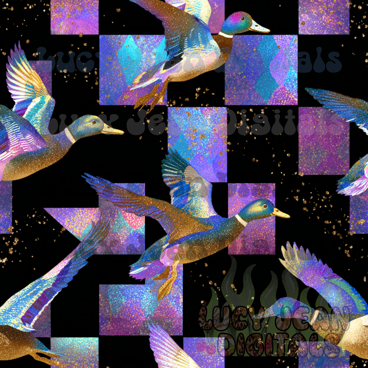 Holographic checkered Mallard Seamless File